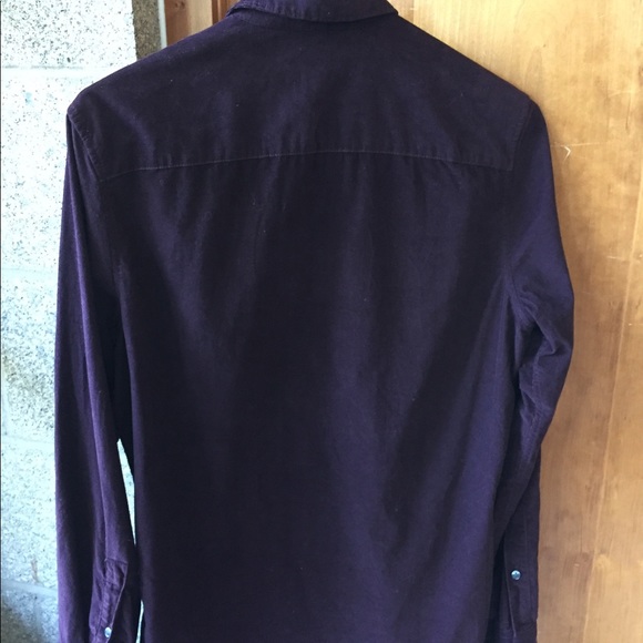 Calvin Klein Burgundy Collared Corduroy Shirt - Picture 3 of 3